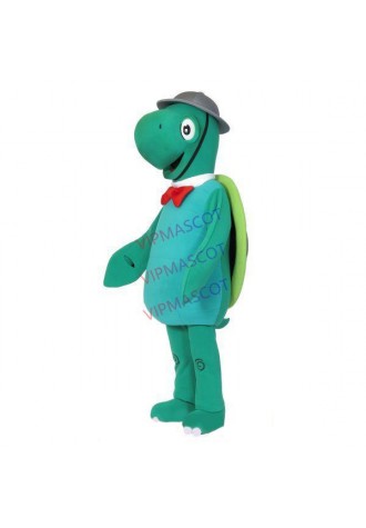 Polite Mr Tortoise Wearing Fisherman Hat Mascot Costume