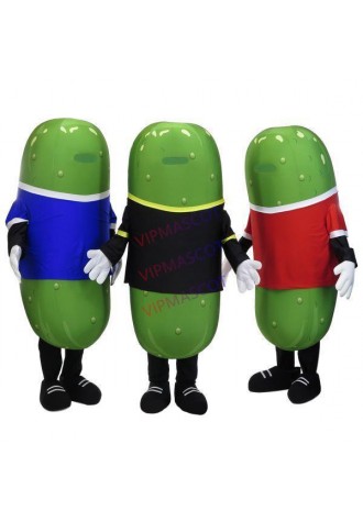 Interesting Cartoon Cucumber Wearing Colored Shirt Mascot Costume