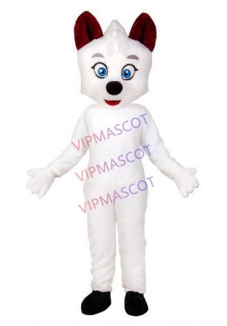 Mild Pure White Pet Dog With Smooth Fur Mascot Costume