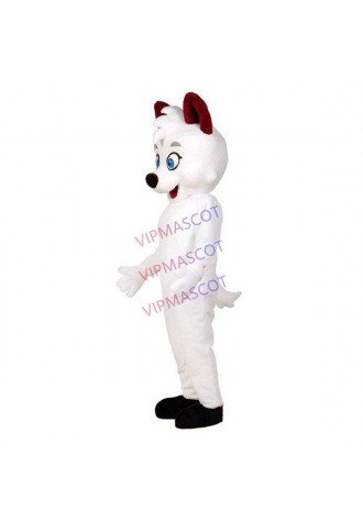 Mild Pure White Pet Dog With Smooth Fur Mascot Costume
