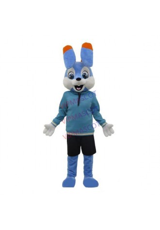 Easter Blue Casual Bunny With Hooded Coat Mascot Costume