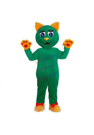 Pretty Dressed Up Green Pet Cat Mascot Costume