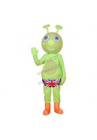 Green Alien Creature In Flag Print Panties Mascot Costume
