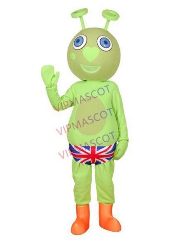 Green Alien Creature In Flag Print Panties Mascot Costume
