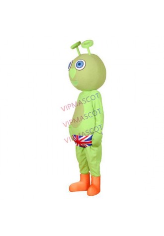 Green Alien Creature In Flag Print Panties Mascot Costume