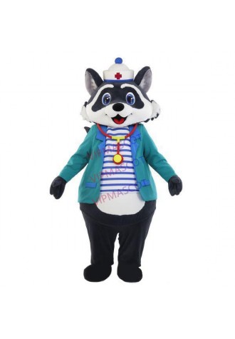 Professional Doctor Raccoon of The Red Cross Mascot Costume
