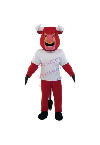 Impulsive Red Bull With Nose Ring Mascot Costume