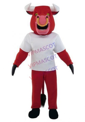 Impulsive Red Bull With Nose Ring Mascot Costume