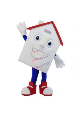 Tiny Pretty House With White Exterior Wall Cartoon Mascot Costume