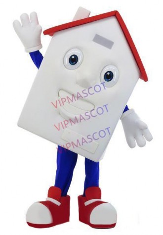 Tiny Pretty House With White Exterior Wall Cartoon Mascot Costume