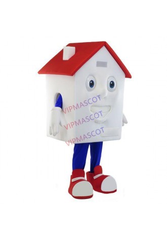 Tiny Pretty House With White Exterior Wall Cartoon Mascot Costume
