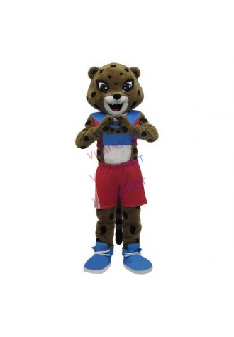 Confident Football Team Player Brown Leopard Mascot Costume