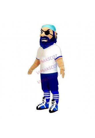 Punk-style Blue Bearded Muscle Pirate Mascot Costume