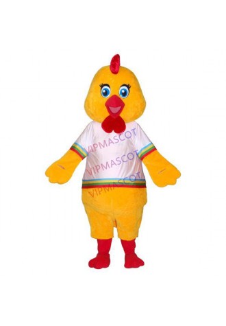 Big-headed Yellow Chicken With Fashion Shirt Mascot Costume