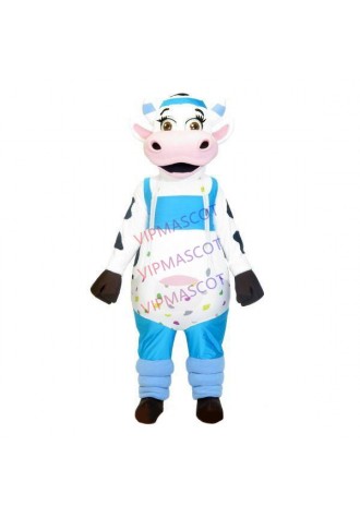 Bright Color Cow Couple Mascot Costume For Celebration Party