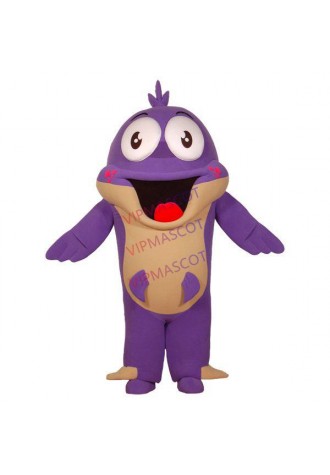 Lively Cartoon Purple Sea Fish With Big Head Mascot Costume