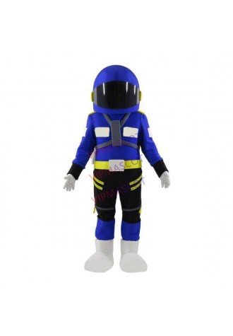 Tough Astronaut Wearing Full Blue Space Suit Mascot Costume