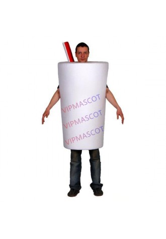 Eco-friendly Coffee Cup With Straw Cartoon Mascot Costume