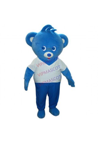 Lovable Blue Big-headed Toy Bear Cartoon Mascot Costume