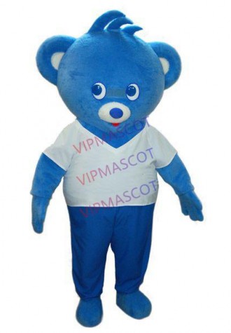 Lovable Blue Big-headed Toy Bear Cartoon Mascot Costume