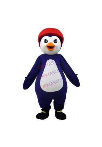 Penguin Wearing Safety Helmet Mascot Costume For Charitable Activity