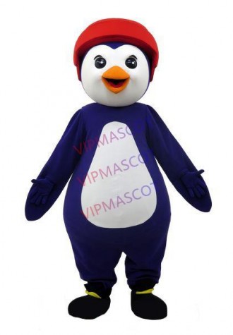 Penguin Wearing Safety Helmet Mascot Costume For Charitable Activity