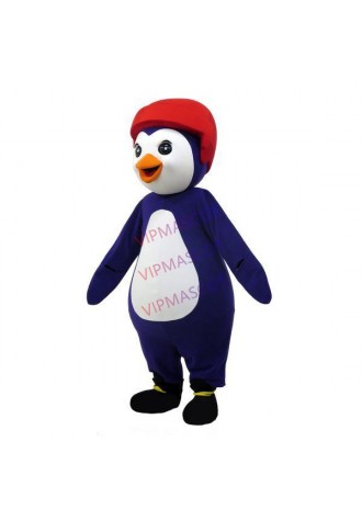 Penguin Wearing Safety Helmet Mascot Costume For Charitable Activity