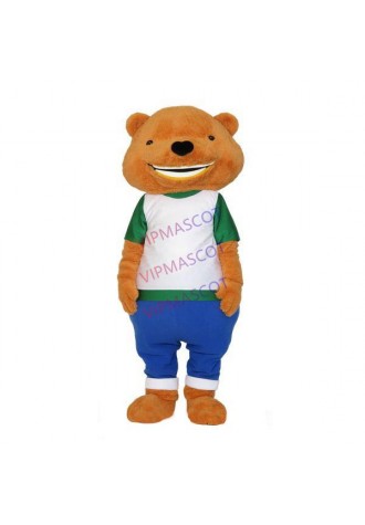 Delightful School Bear With Big Smile Face Mascot Costume