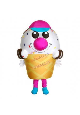 Colored Cartoon Vanilla Ice Cream Ball Mascot Costume