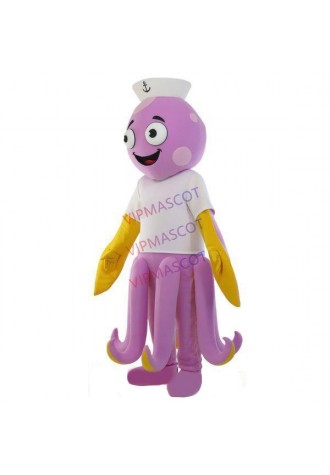 Responsible Lilac Crew Octopus Mascot Funny Cartoon Costume