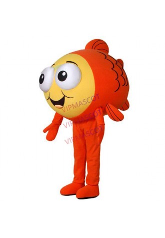 Big-eyed Orange Adventure Clownfish Cartoon Mascot Costume