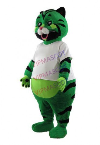 Lazy Plump Green Patterned Pet Cat Mascot Costume