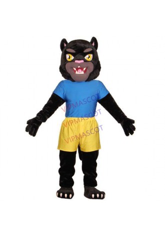 Passionate Sports Panther In Colored Shirt Mascot Costume