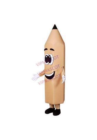 Sharpened Khaki Writing Pencil Cartoon Style Mascot Costume