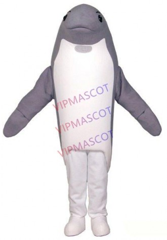 Representing Luck The Gentle Gray Dolphin Mascot Adult Costume