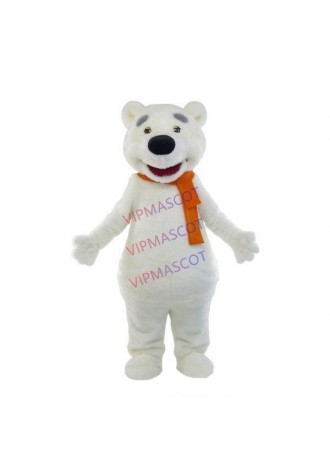 Thick-furled Polar Bear In Happy Mood Mascot Costume