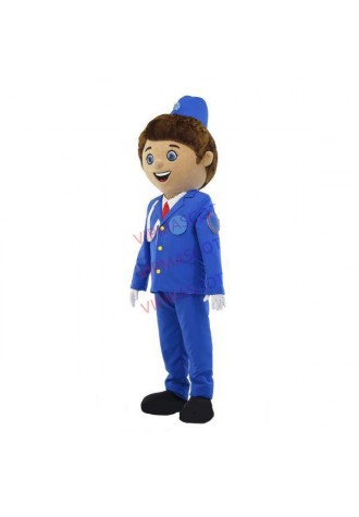 The Handsome Captain In Blue Uniform Mascot Costume