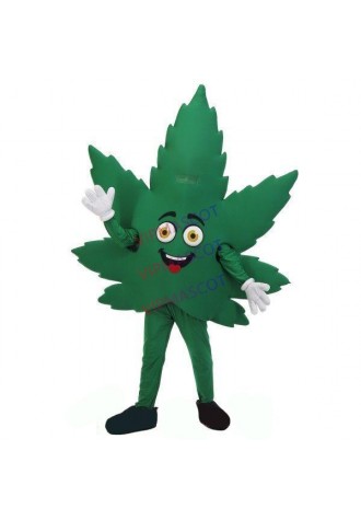 Cartoon Green Leaf With Jagged Edges Mascot Costume