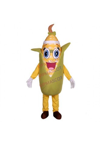 Cute Cartoon Version of Ripe Corn With Bow Mascot Costume