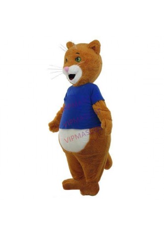 Joyful Short Plush Brown Cat With Real Touch Mascot Costume