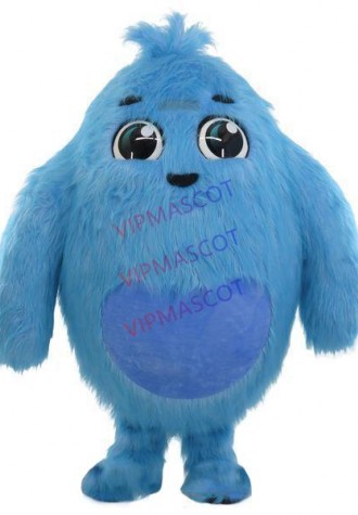 Love Printed Blue Furry Doll Mascot Cute Cartoon Costume