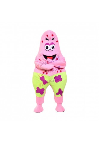Cartoon Pink Starfish With Printed Shorts Mascot For Celebration