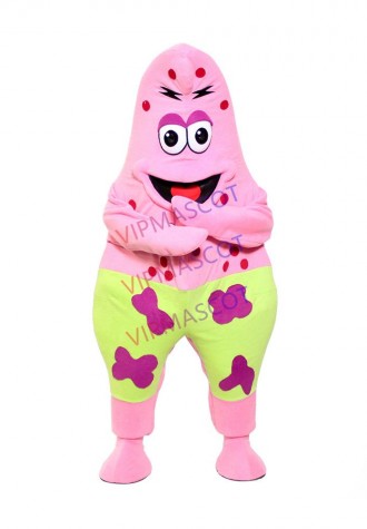 Cartoon Pink Starfish With Printed Shorts Mascot For Celebration