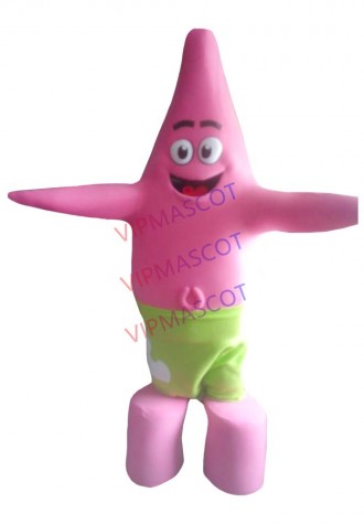 Funny Cartoon Pink Starfish With Sharp Head Mascot Costume