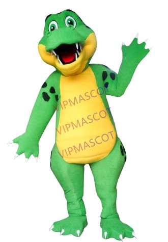 Sharp Teeth The Alligator With Yellow Body Mascot Costume