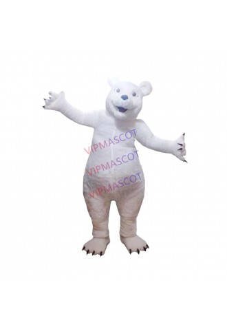 Soft Pure White Polar Bear Mascot For Birthday Party