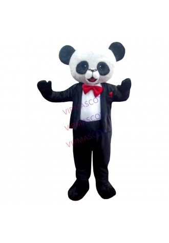 Conductor Panda Bear In The Suit Mascot For Performance