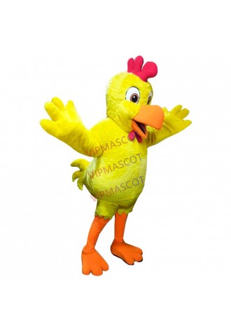 Adult Fancy Plush Yellow Chicken Mascot Costume