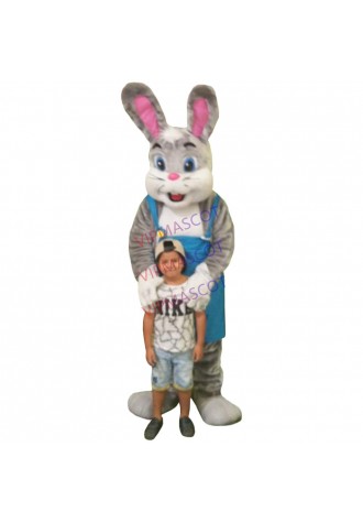 Plush Furry Big Gray Bunny Mascot Costume For Easter