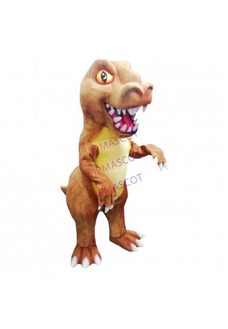 T-Rex Brown With Fierce Look Mascot Costume